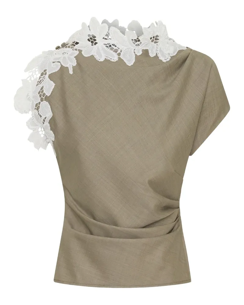 Anna Quan Meier lace-trimmed top - Nude Nude