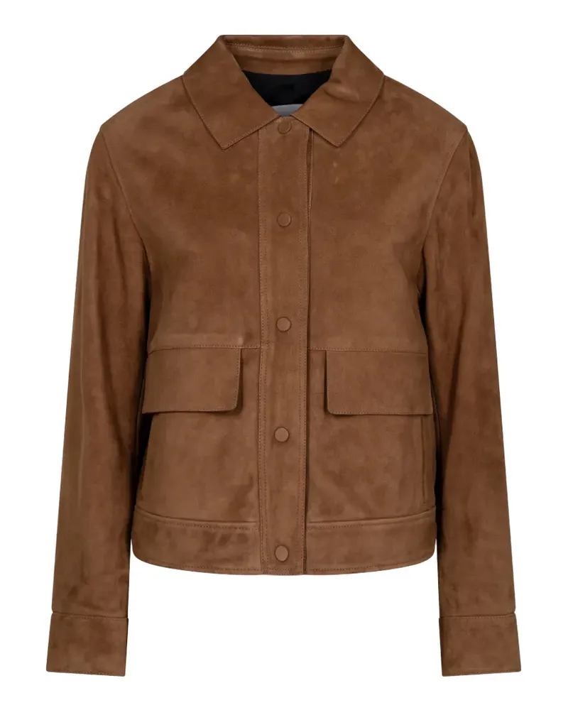 Yves Salomon suede flap-pocket jacket - Braun Braun