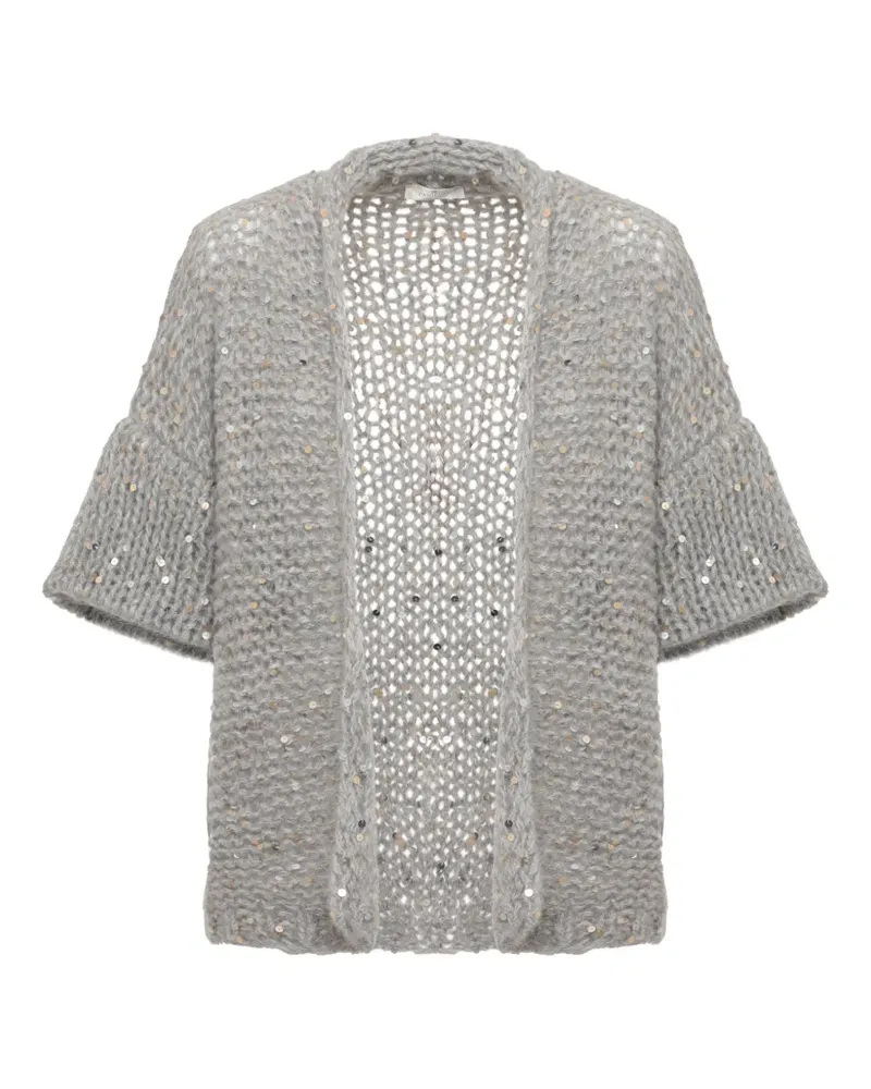 PANICALE Cashmere Grob gestrickter Cardigan mit Pailletten - Grau Grau