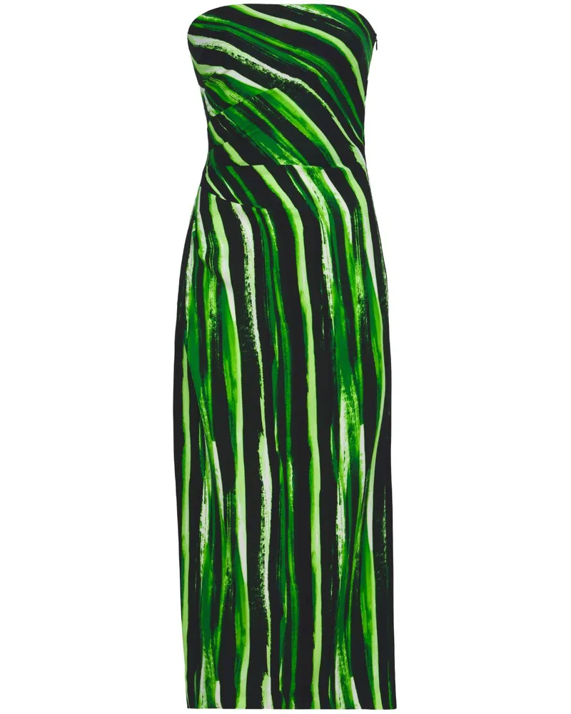 Proenza Schouler Schulterfreies Kleid mit grafischem Print Grün
