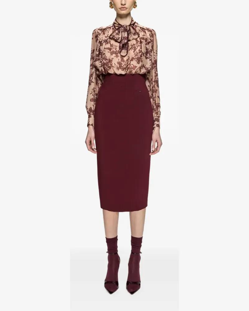 NISSA high-rise pencil midi skirt - Rot Rot