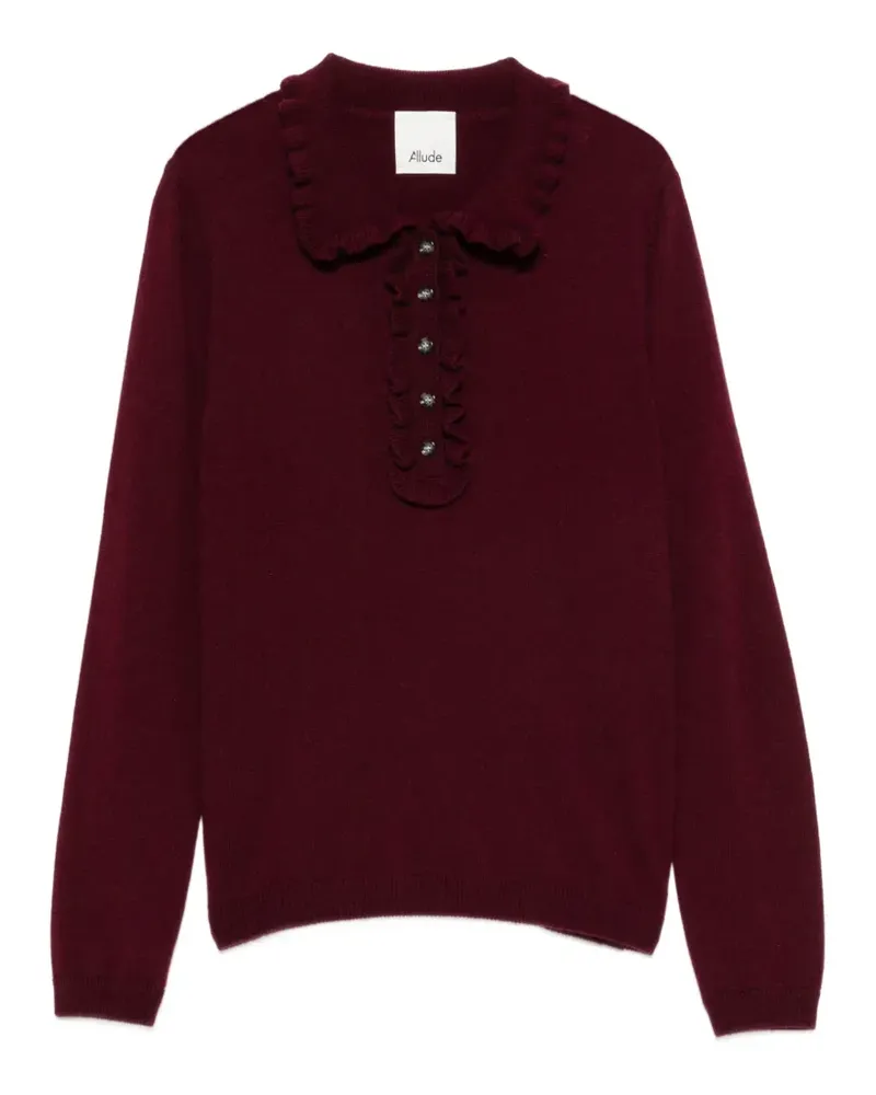 ALLUDE Geknöpfter Pullover mit Rüschen - Rot Rot