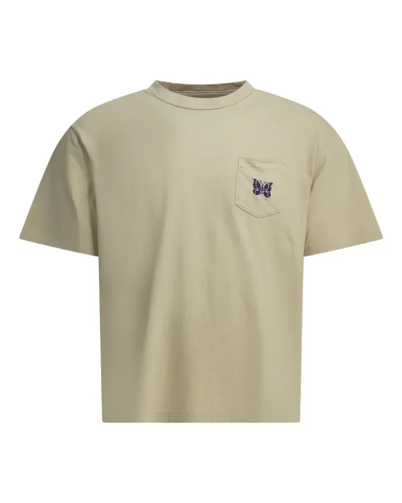 NEEDLES Papillon-embroidered pocket T-shirt - Nude Nude