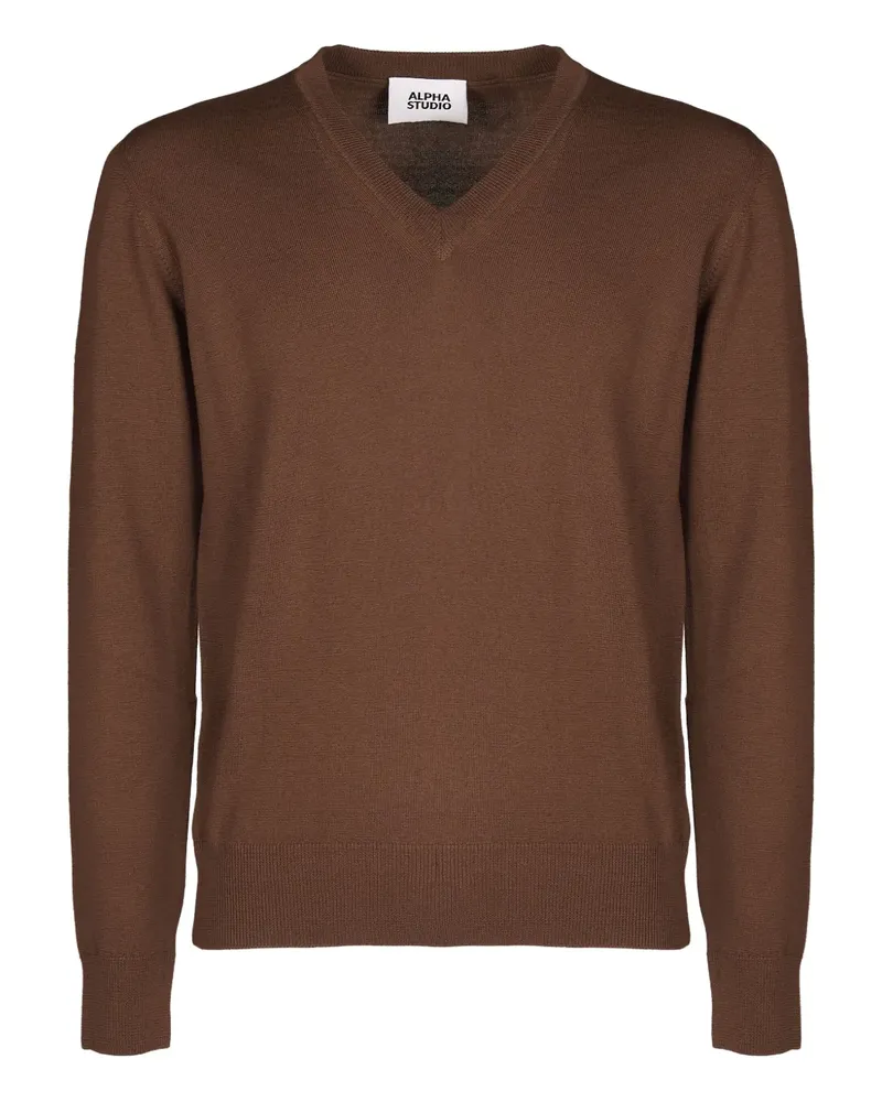 Alpha Studio Pullover mit V-Ausschnitt - Braun Braun