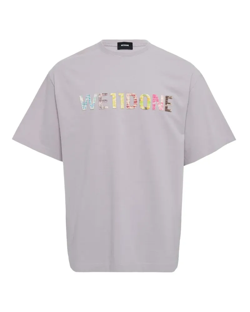 WE 11 DONE T-Shirt mit kariertem Logo - Grau Grau