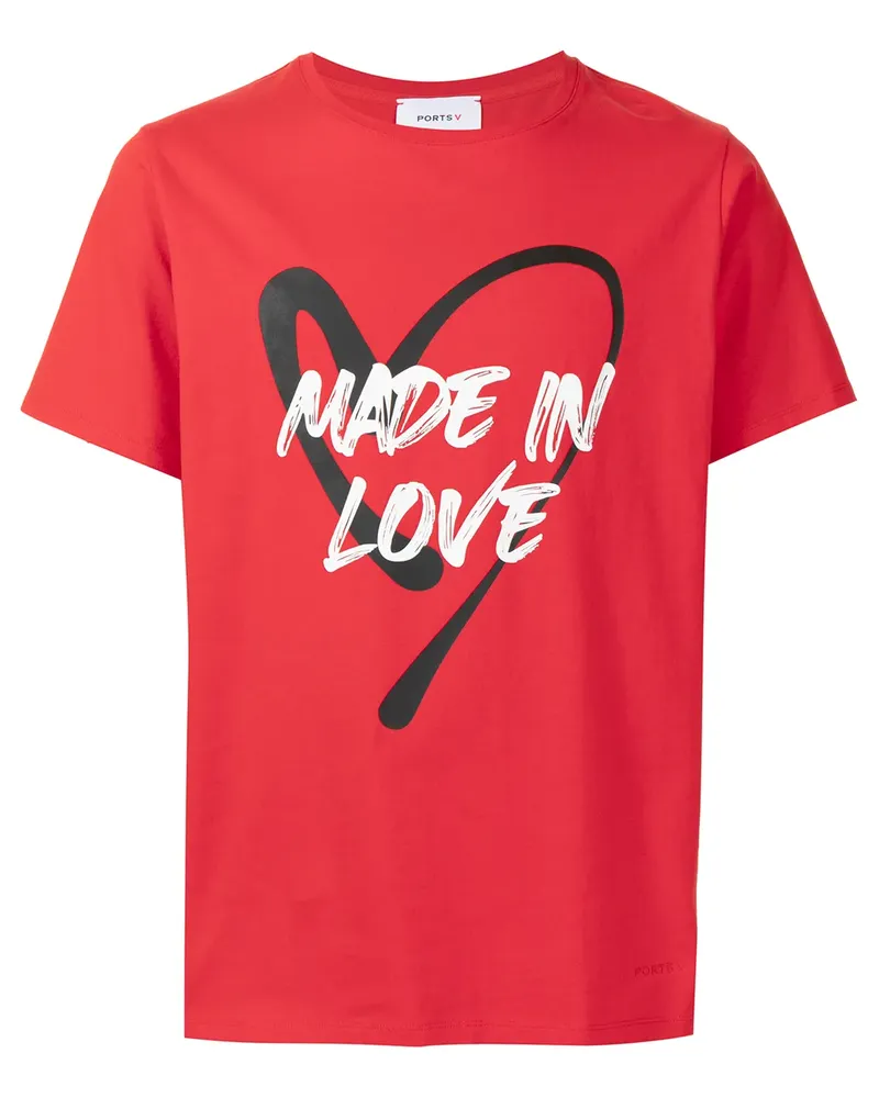 Ports V T-Shirt mit Slogan-Print - Rot Rot