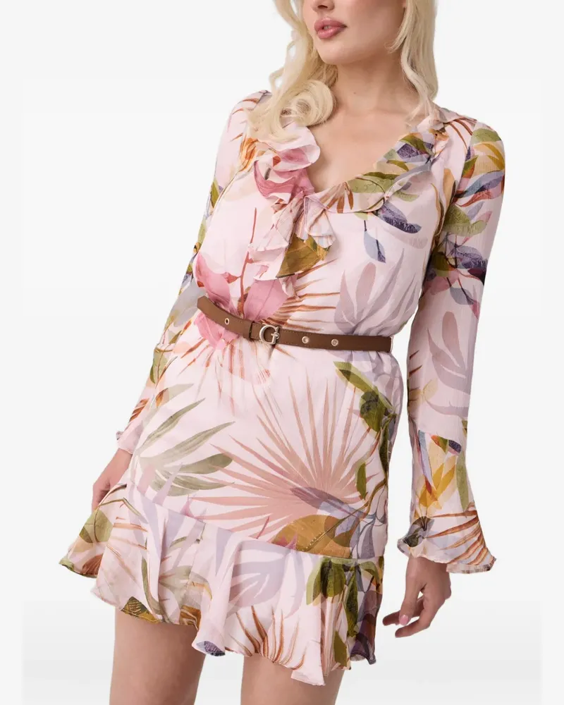 Guess Gerüschtes Kleid mit Gürtel - Rosa Rosa
