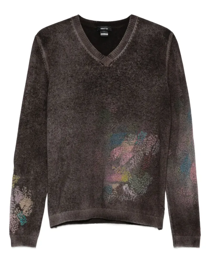 Avant Toi Handbemalter Kaschmirpullover - Schwarz Schwarz