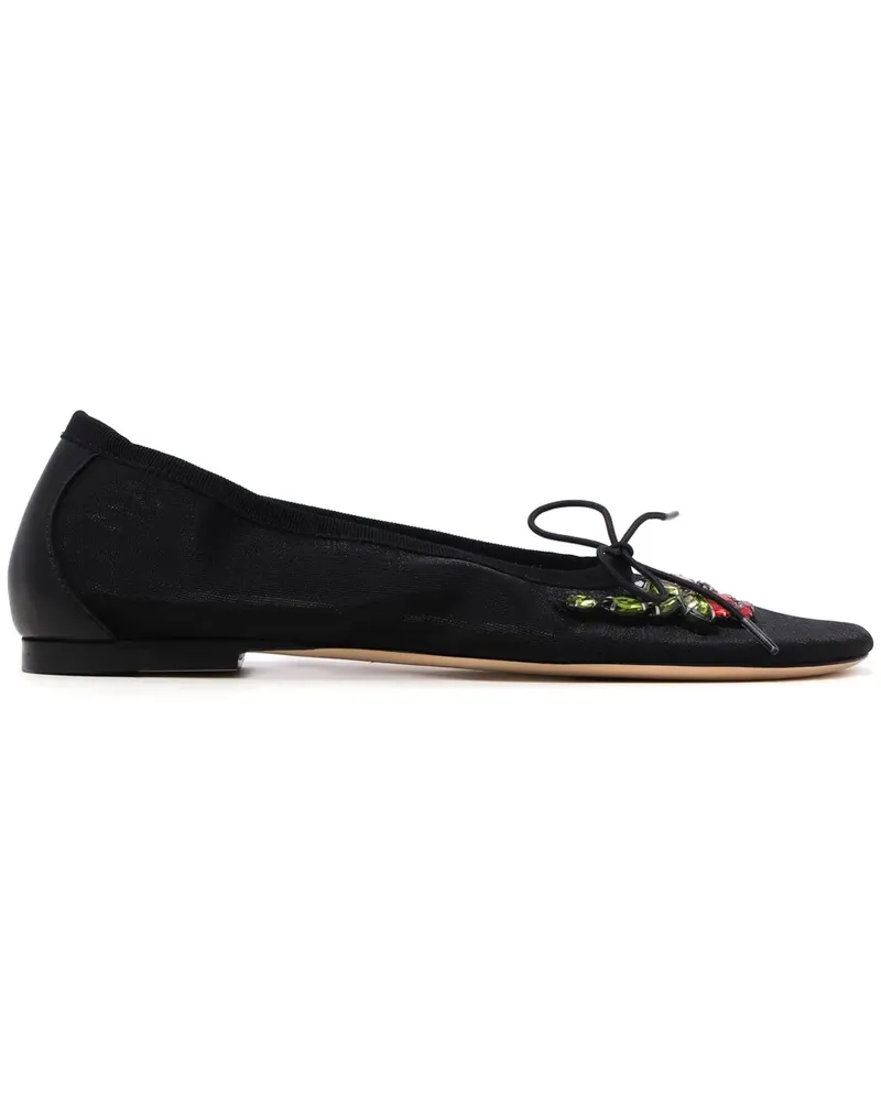 Simone Rocha Ballerinas mit Kristallen - Schwarz Schwarz
