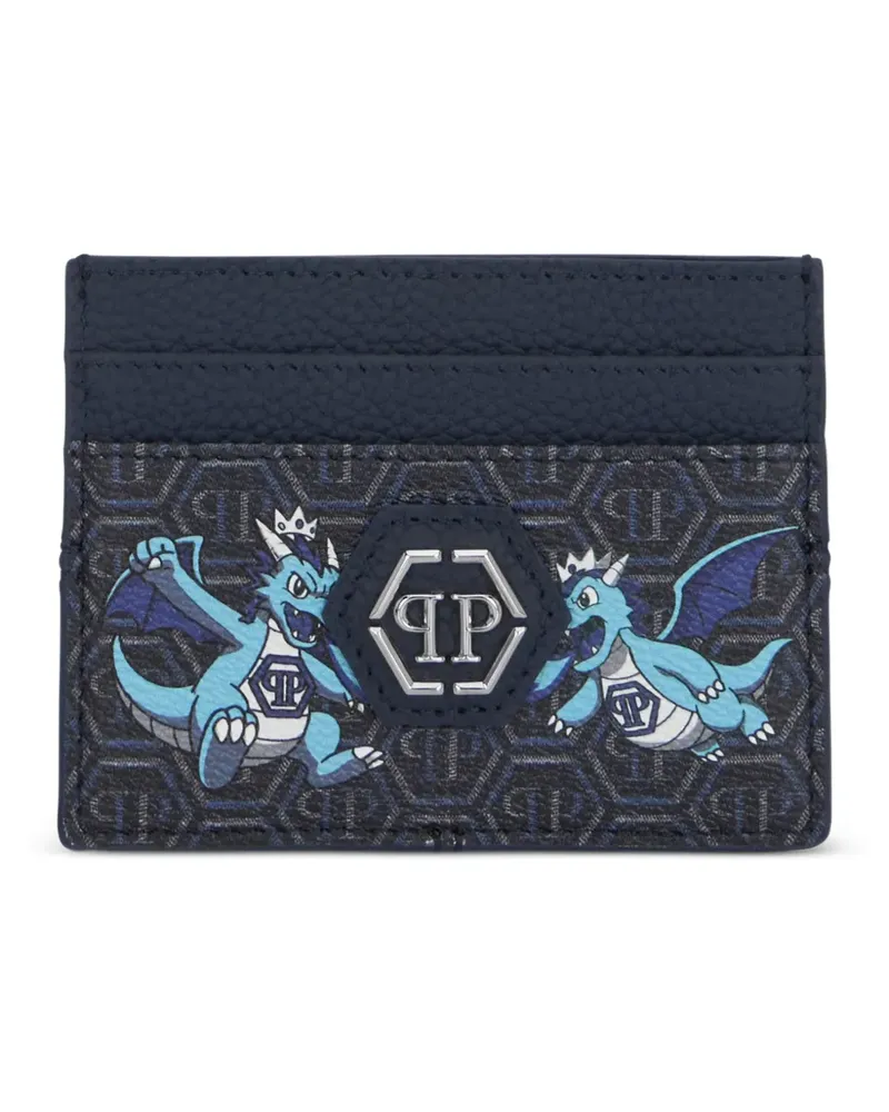 Philipp Plein Dragons Kartenetui mit Monogramm - Blau Blau