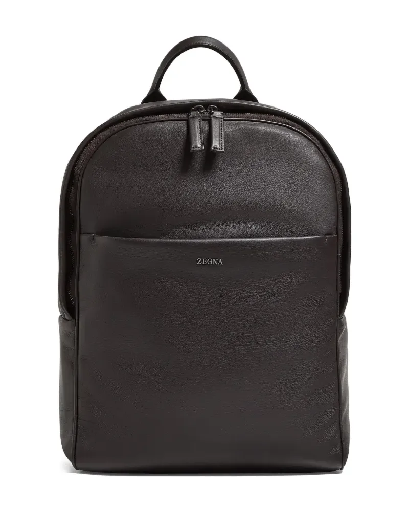 Ermenegildo Zegna Leder-Rucksack mit Henkel - Braun Braun