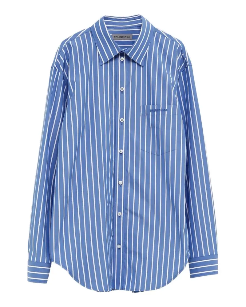 Balenciaga Hemd mit Logo-Stickerei - Blau Blau