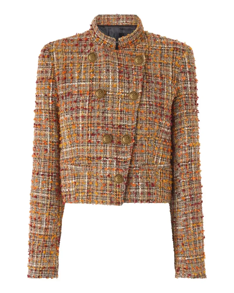 Pinko Bouclé-Tweed-Jacke mit Kontrastknöpfen - Braun Braun