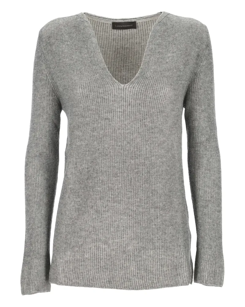 Lorena Antoniazzi V-neck ribbed-knit sweater - Grau Grau