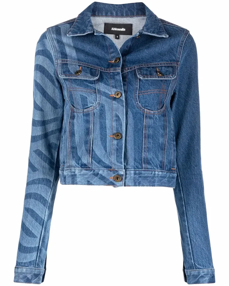 AHLUWALIA Jeansjacke mit Laser-Print - Blau Blau