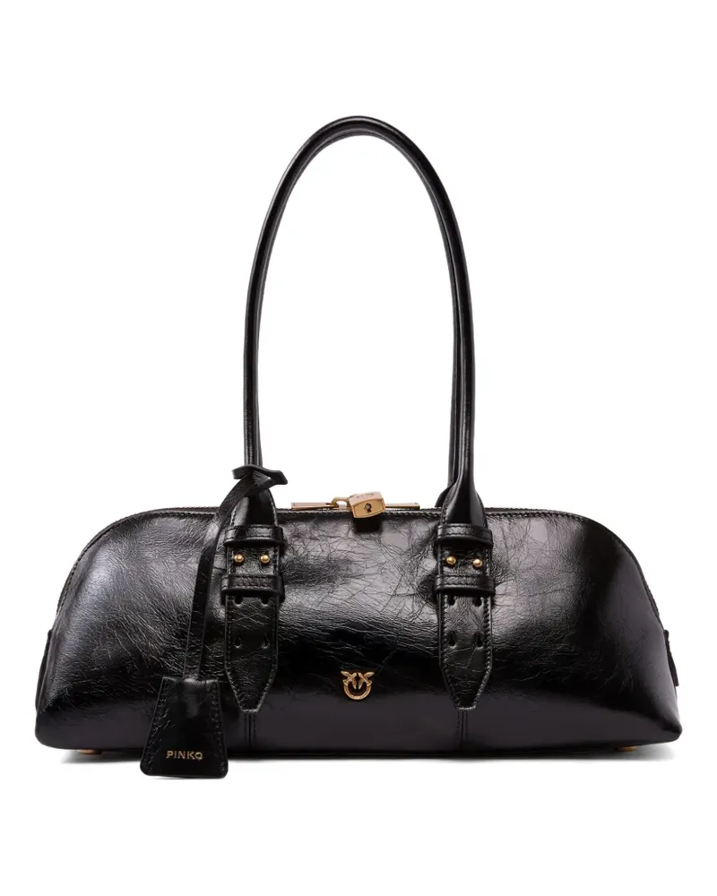Pinko Große Escape Handtasche aus neuem glänzendem Leder - Schwarz Schwarz
