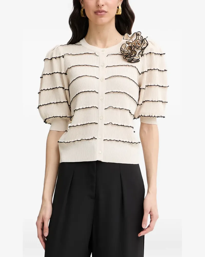 Luisa Spagnoli Comuni Cardigan mit Blumenapplikation - Nude Nude