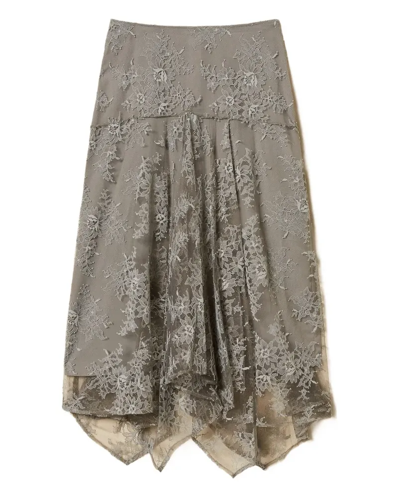 Twin-Set Asymmetrischer Spitzenrock - Grau Grau