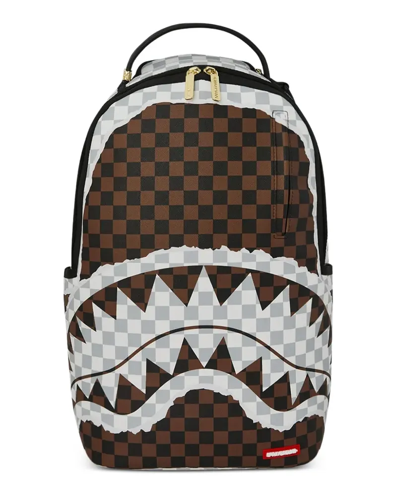 Sprayground Karierter Rucksack mit Haimotiv - Braun Braun