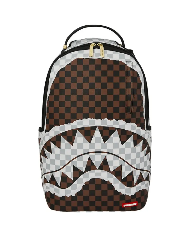 Sprayground Karierter Rucksack mit Haimotiv - Braun Braun