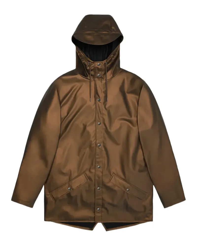 RAINS Kapuzenjacke mit Druckknöpfen - Braun Braun