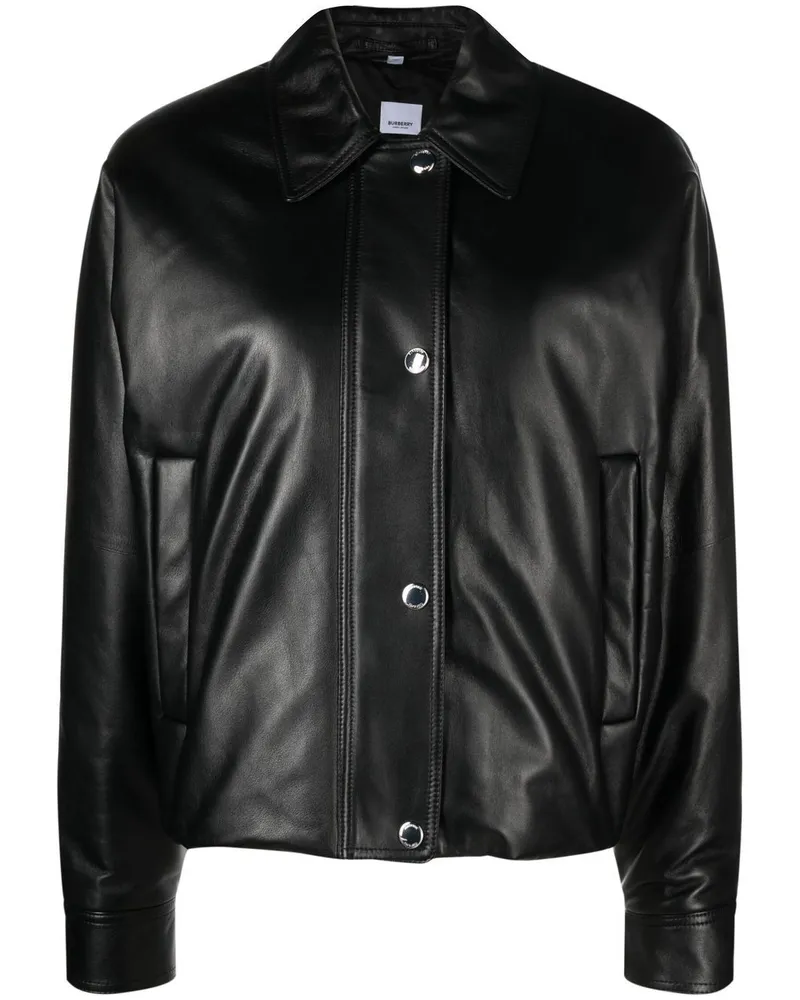 Burberry Lederjacke mit Taschen - Schwarz Schwarz