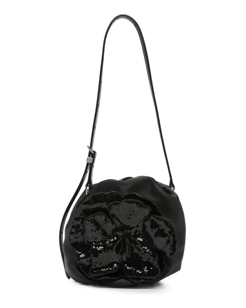ROTATE Birger Christensen Flower Bon Bon Beuteltasche mit Pailletten - Schwarz Schwarz