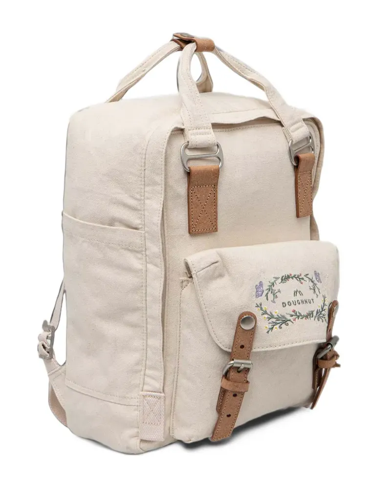 DOUGHNUT Macaroon embroidered canvas backpack - Nude Nude