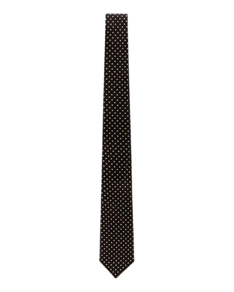 Tom Ford Seidenkrawatte mit kleinem Karomuster - Schwarz Schwarz