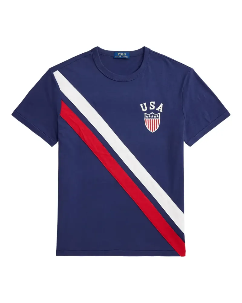 Ralph Lauren T-Shirt mit diagonalen Streifen - Blau Blau