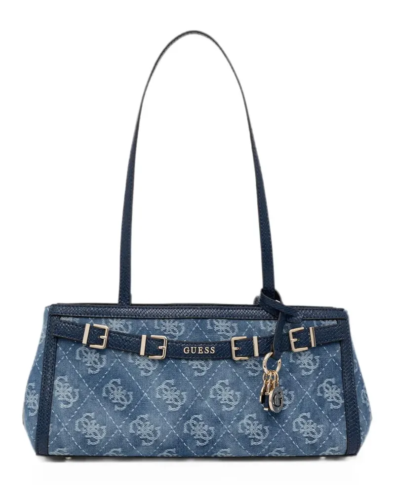 Guess monogram-print denim tote bag - Blau Blau