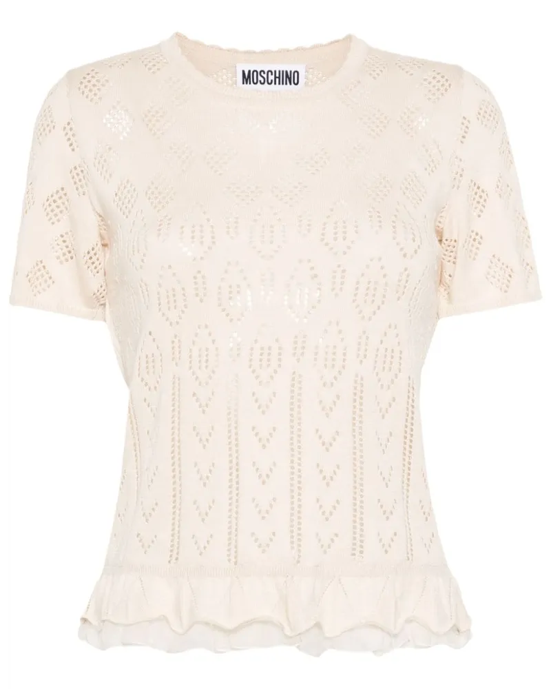 Moschino Pointellestrick-Oberteil mit gerüschtem Saum - Nude Nude