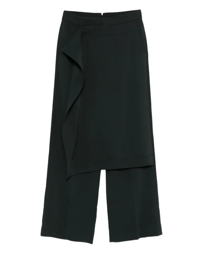 AMI Paris Gerade Hose mit Rüschen-Overlay - Grau Grau