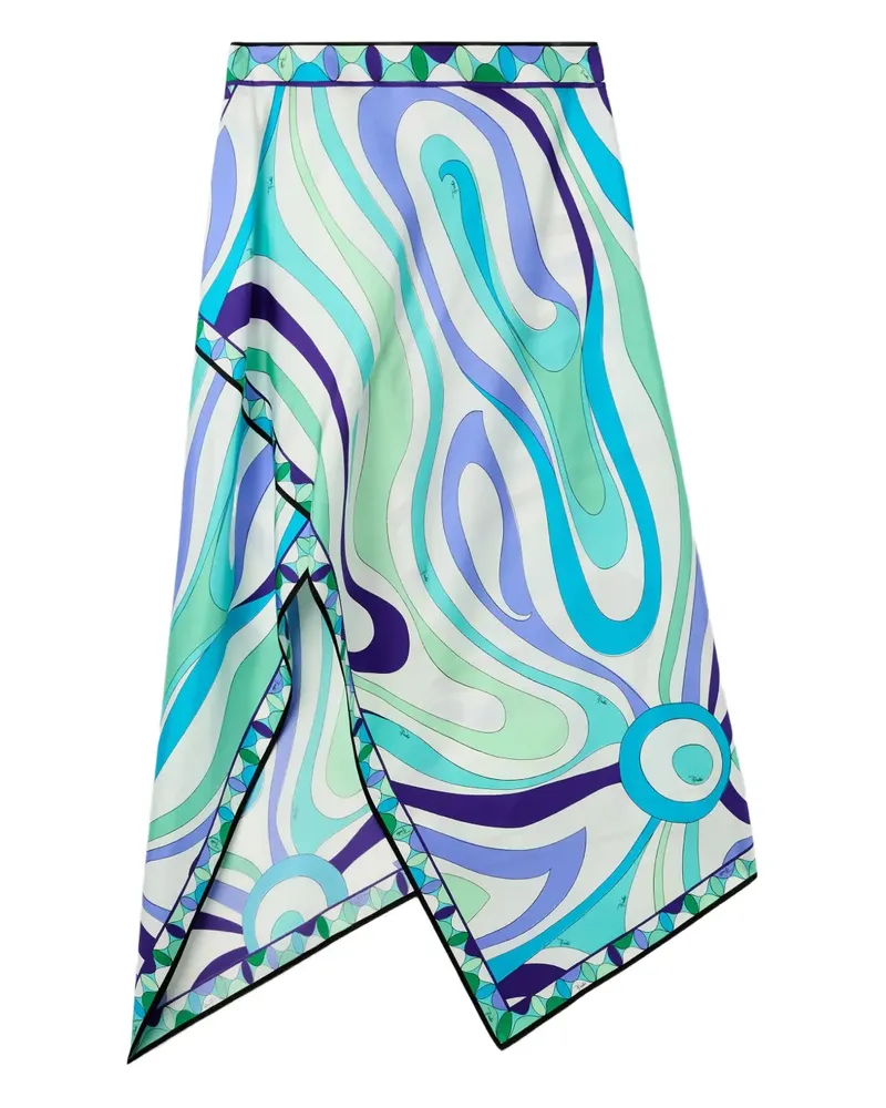 Emilio Pucci Asymmetrischer Marmo Midirock mit Print - Grün Grün