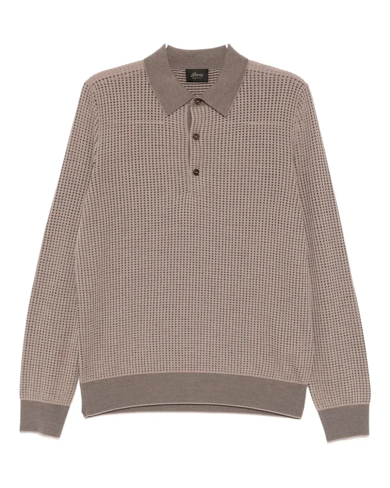 Brioni waffle-knit polo shirt - Braun Braun