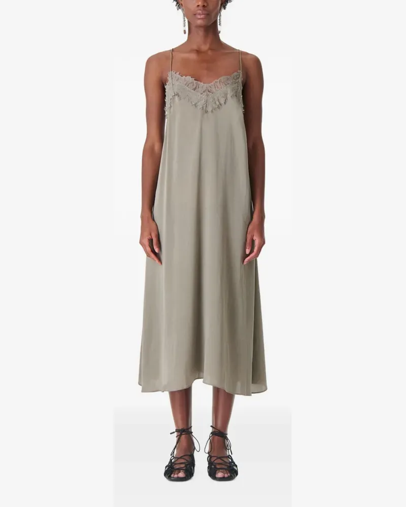 IRO Bailar lace-trim slip midi dress - Grün Grün