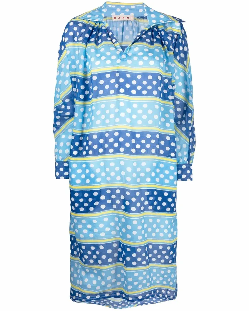 Marni Midikleid mit Polka Dots - Blau Blau