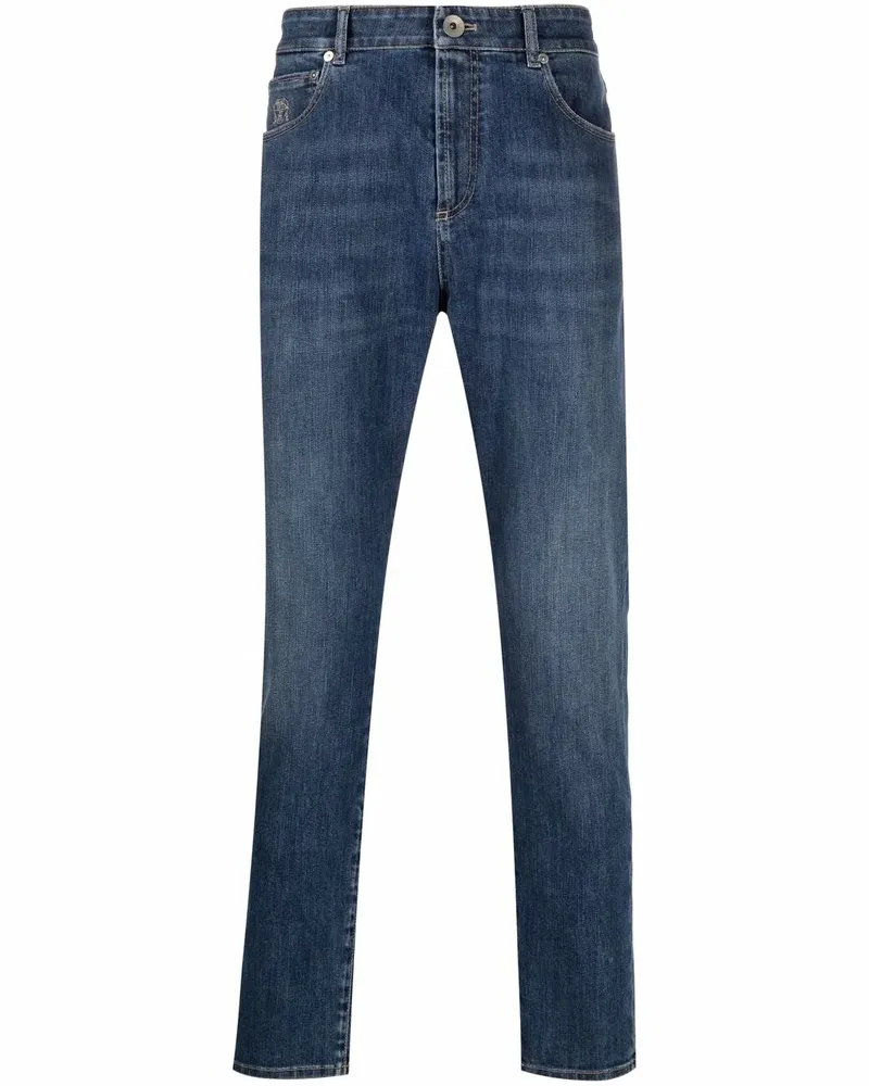 Brunello Cucinelli Gerade Hose mit Tragefalten - Blau Blau
