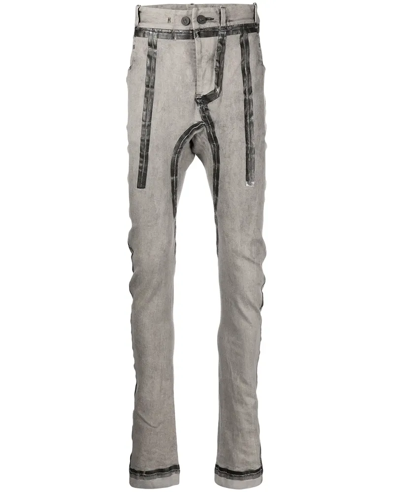 Boris Bidjan Saberi Skinny-Hose mit Tape-Detail - Grau Grau