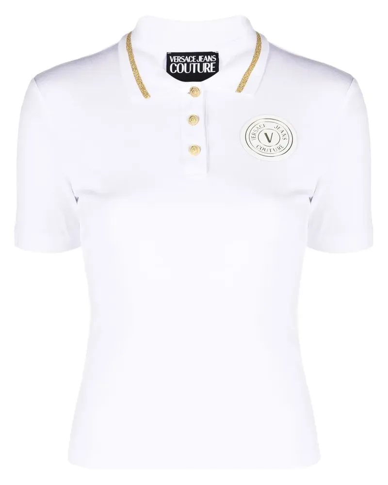 Versace Jeans Poloshirt mit V-Emblem - Weiß Weiß