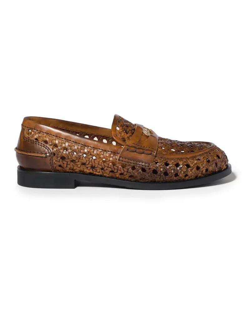 Miu Miu woven leather loafers - Braun Braun