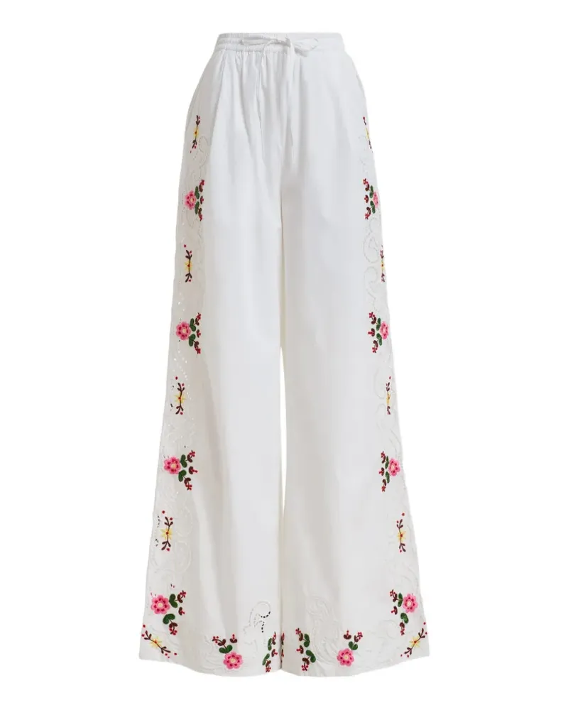 Essentiel floral-embroidered cut-out trousers - Weiß Weiß