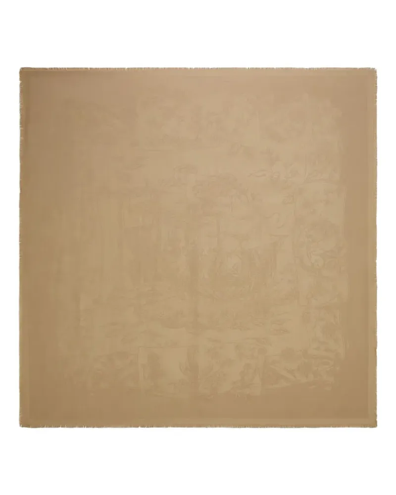 Ferragamo Jacquard-Schal mit ausgefransten Kanten - Nude Nude