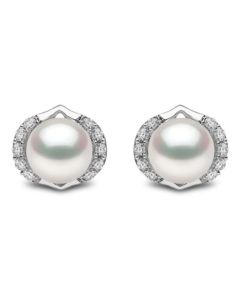 YOKO London 18kt Trend Weißgoldohrstecker mit Süßwasserperle und Diamanten - Silber Silber