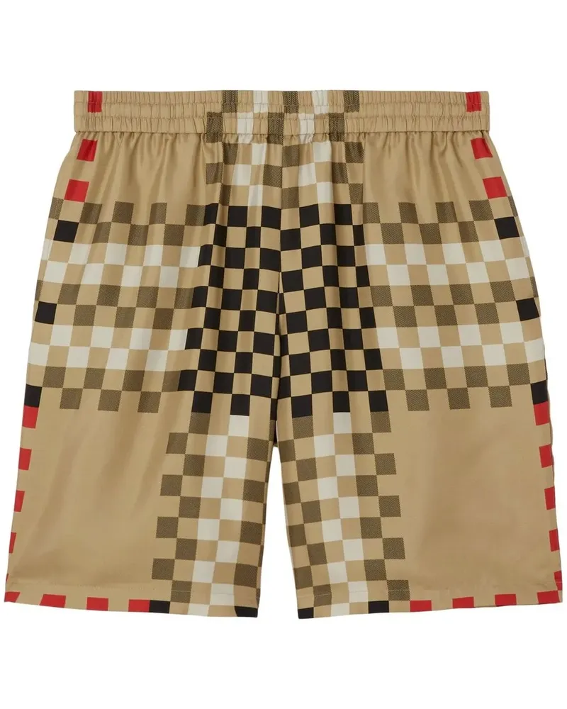 Burberry Shorts aus Seide mit Pixel-Check - Nude Nude