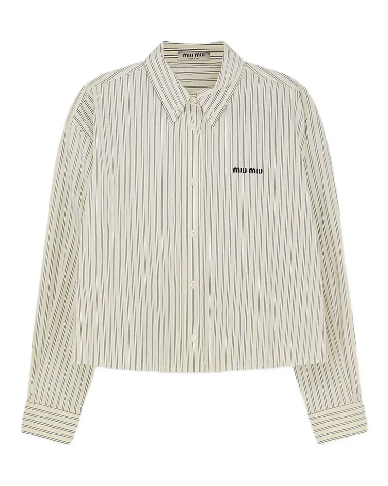 Miu Miu striped poplin shirt - Nude Nude
