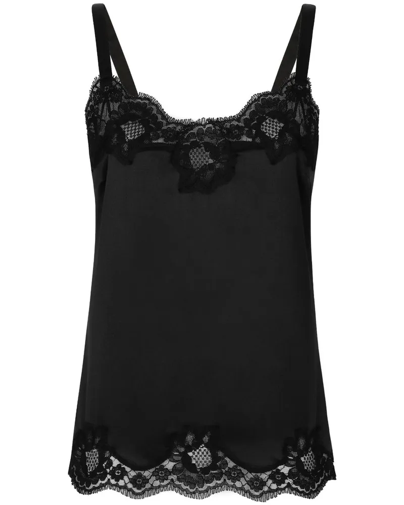 Dolce & Gabbana Camisole-Seidentop mit Spitzenbesatz - Schwarz Schwarz