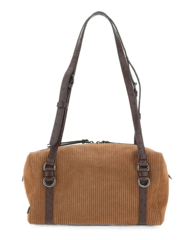 Gianni Chiarini Terry ribbed-suede shoulder bag - Braun Braun