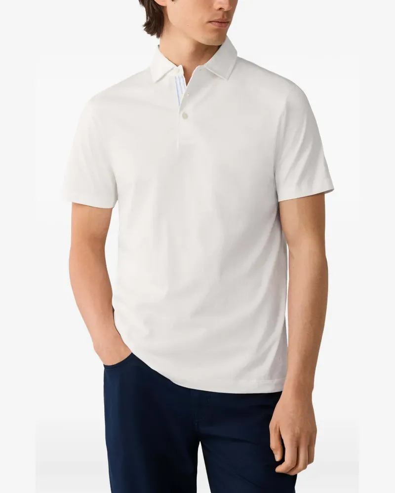 Hackett Poloshirt aus Jersey mit gewebtem Besatz - Weiß Weiß