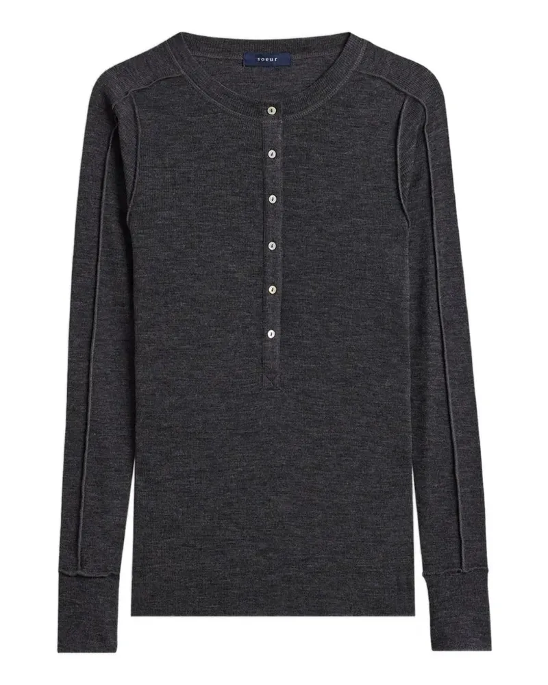 Soeur Durchgeknöpfter Laos Pullover - Grau Grau